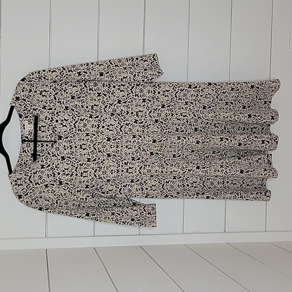 CATO XL cream black with gold threading midi dress - Picture 1 of 6